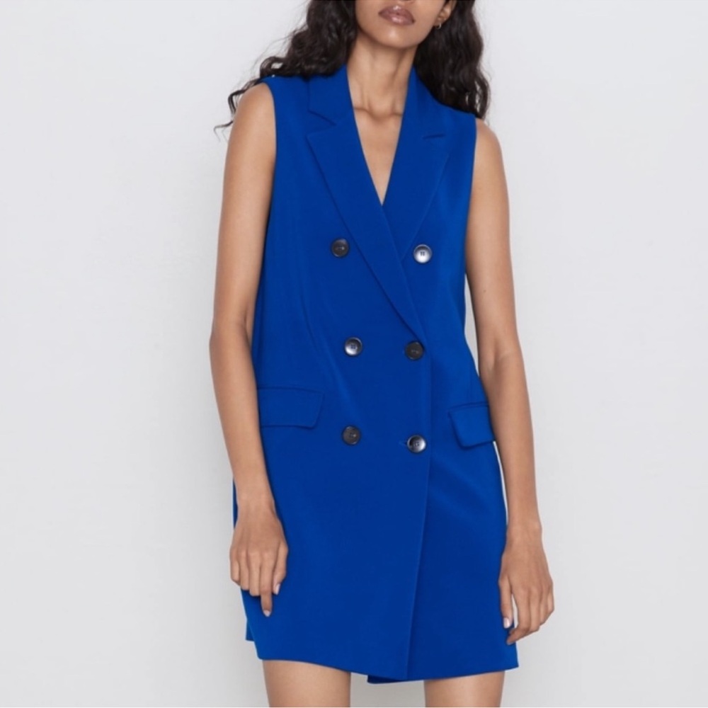 Zara Blue Sleeveless Blazer Dress, size XS